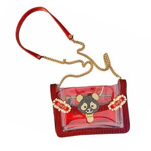 Lisa C Bijoux Swarovski PVC Crossbody Bag Red Italy NWOT